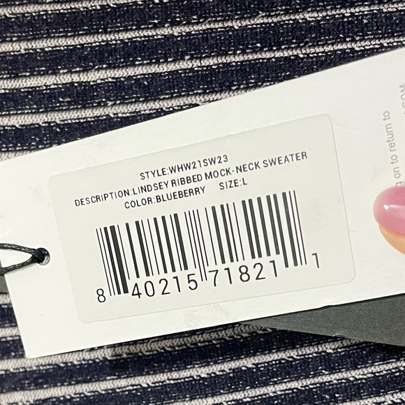 NWT Lindsey Ribbed Mock-Neck Sweater in Blueberry - Picture 6 of 6